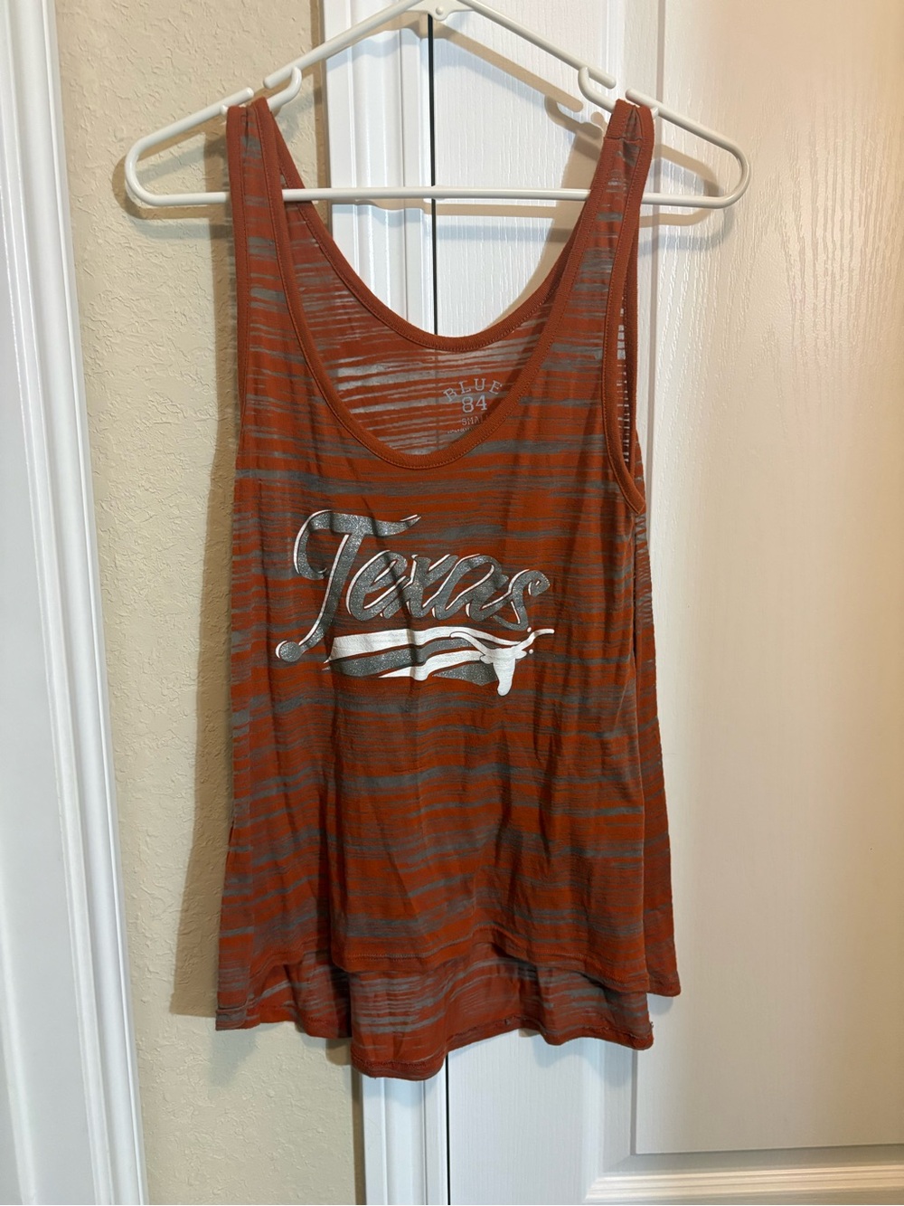 Women's Texas Longhorns Striped Tank Top in Burnt Orange and Gray